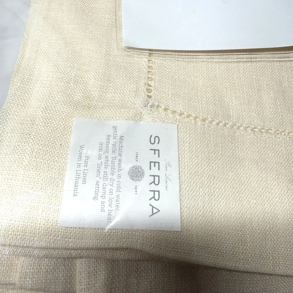 Sferra Festival Placemats Set of 4 14x20 Eggshell 100% Linen Hemstitch